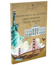 Exploration of All 50 States Cursive Workbook for Kids 8-12: A