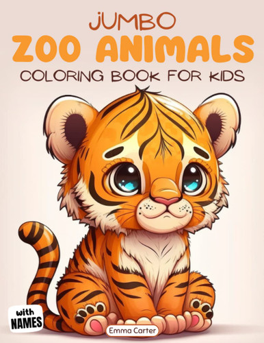 Jumbo Zoo Animals Coloring Book for Kids