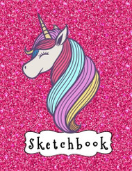 Sketchbook: Cute Unicorn On Pink Glitter Effect Background Large
