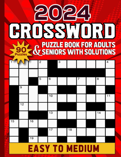 2024 Crossword Puzzle Book for Adults & Seniors with Solutions