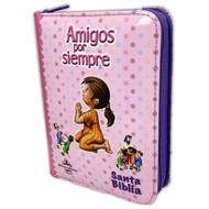 Biblia Amigos por Siempre Rosada con cierre y Palabras de Jesos en