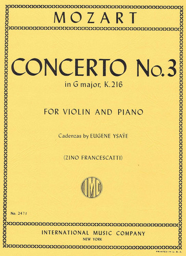Mozart Concerto No. 3 In G Major- K. 216 For Violin And Piano.