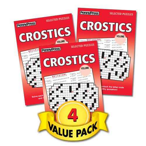 Crostics Hidden Word Puzzles for Teens Adults & Seniors - 4 Pack