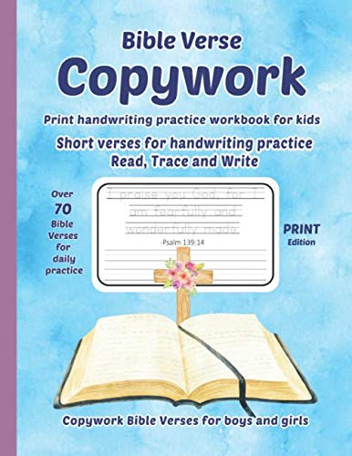 Bible Verse Copywork - PRINT handwriting practice workbook for kids -