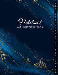 Notebook Alphabetical Tabs: Dark Blue Cover 8.5x11 Blank Lined