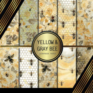 Scrapbook Paper: Yellow And Gray Bee: Double Sided Craft Paper For