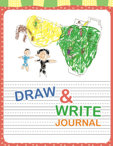 Draw and write journal for kids; kindergarten half page lined paper