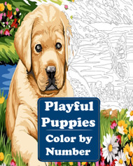 Playful Puppies Color by Number: An Adult Coloring Book with Fun Easy