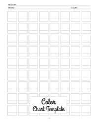 Color Chart Template: 72 Swatches per Page for Record 3600 Different
