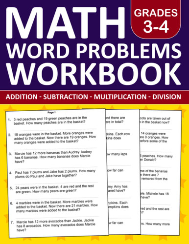 Math Word Problems Workbook For Grades 3-4 - Edition Subtraction