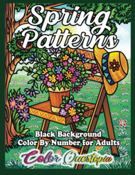 Color by Number For Adults Spring Patterns BLACK BACKGROUND