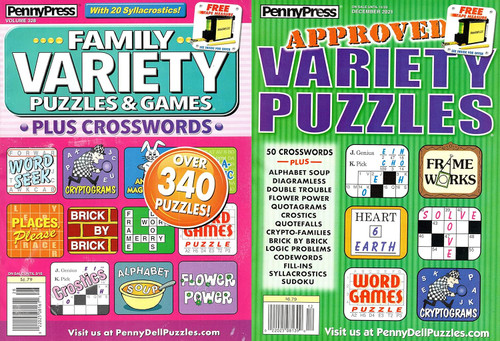 Lot Of 2 Penny Press Variety Puzzle Magazines