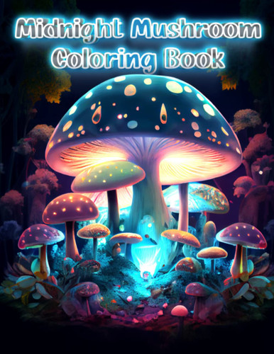 Midnight Mushroom Coloring Book For Stress Relief and Relaxation -