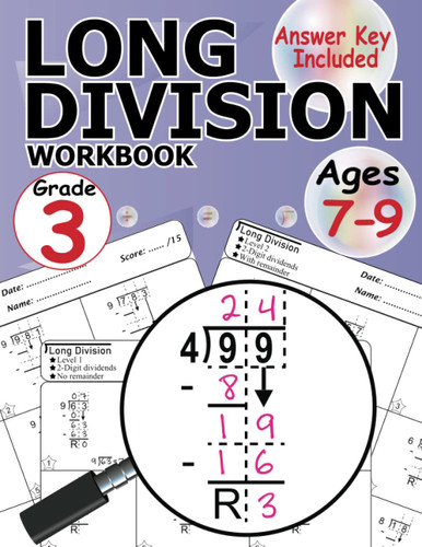 Long Division Workbook Grade 3: Two Digit Long Division With Examples