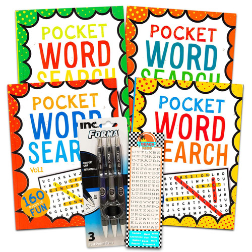 4 Pocket Size Word Search Books for Adults Seniors - Set of 4 Travel