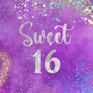 Sweet 16 Guest Book: Purple Silver and Gold Glitter Sixteen Birthday