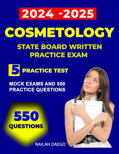 Cosmetology state board Written practice exam book with 5 Mock Exams