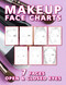 Makeup Face Charts: 7 Different Faces with Open and Closed Eyes: Face