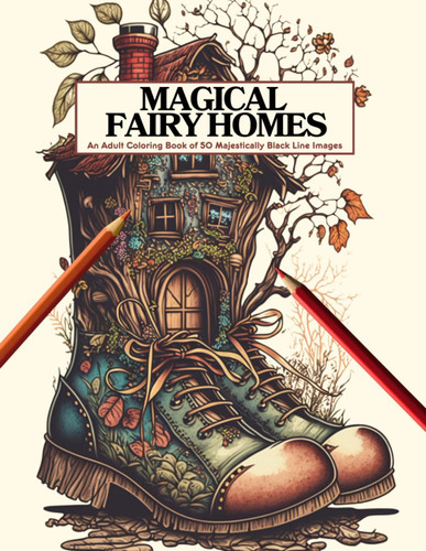 Magical Fairy Homes: An Adult Coloring Book of 50 Majestically Black