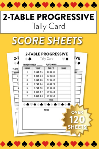 2-Table Progressive Tally Card Score Sheets