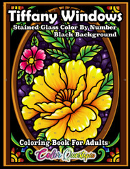 Color by Number for Adults Tiffany Windows Black Background: Numbered