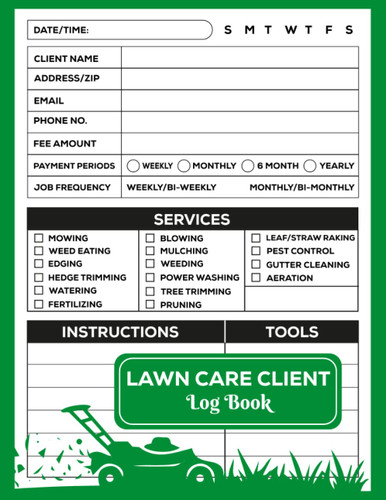 Lawn care client Log book