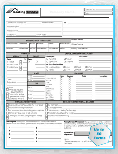 Roofing Proposal Forms Book