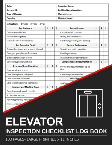 Elevator Inspection Checklist: Elevator Inspection Report Book