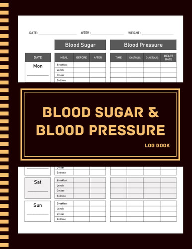 Blood Sugar & Blood Pressure Log Book: 8.5x11 120 Pages