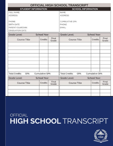Official High School Transcript: Forms Book.