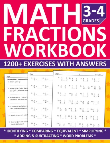 Fractions Math Workbook For Grades 3-4