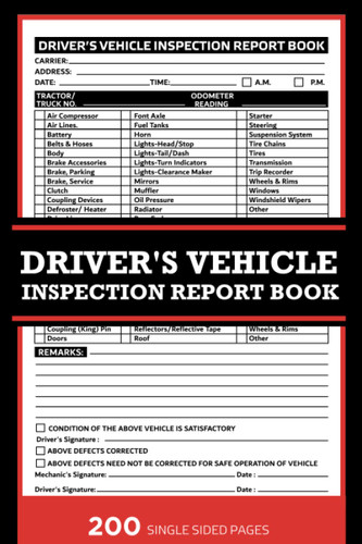 Daily Drivers Vehicle Inspection Report Log Book