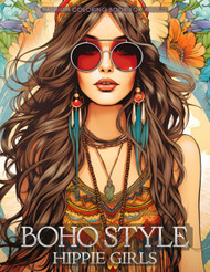 Boho Style Hippie Girls - Fashion Coloring Book for Adults