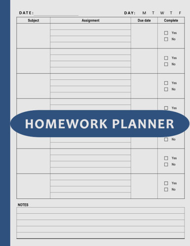 Homework Planner: Undated Assignment Book/Notebook for Elementary