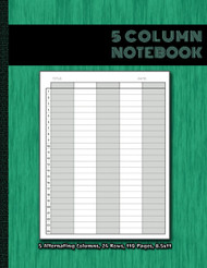 5 Column Notebook: 5 Alternating Gray & White Column Notebook with