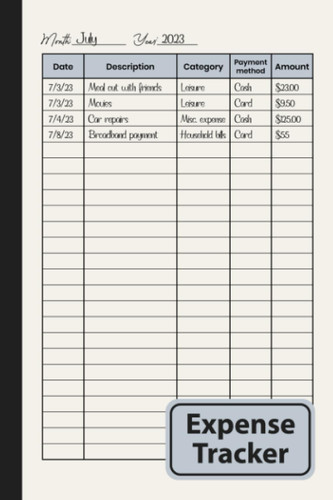 Expense Tracker Notebook: Personal & Household Spending Log Book with