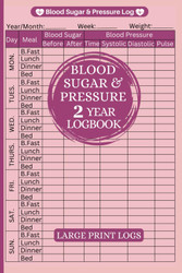 Blood Pressure & Blood Sugar Logbook Large Print & Small Form Factor