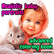 Realistic baby portraits coloring book in Grayscale Advance coloring