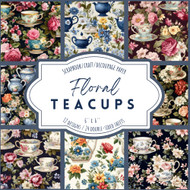 Floral Teacups: Scrapbook Craft Decoupage paper 12 double-sided
