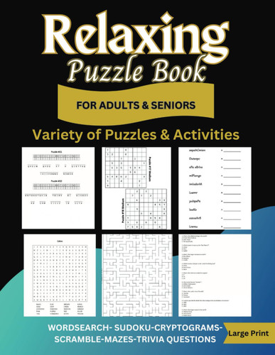 Relaxing Puzzle Book for Adults and Seniors