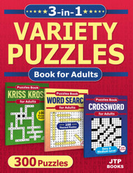 3-in-1 Variety Puzzles Book for Adults - Crossword Word Search Kriss