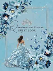 Quinceanera Guest Book Light Blue Royal Blue and Silver Elegant
