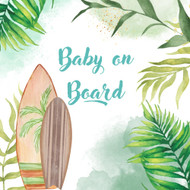 Baby On Board: Surfboard Baby Shower Guest Book Greenery Tropical