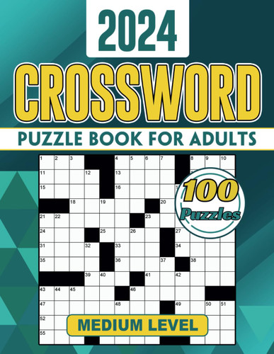 2024 Medium Crossword Puzzle Books For Adults - 100 Puzzles