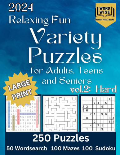 2024 Fun and Relaxing Variety Puzzles book for Adults. Vol