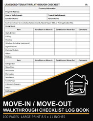 Move-In / Move-Out Walkthrough Checklist Log Book