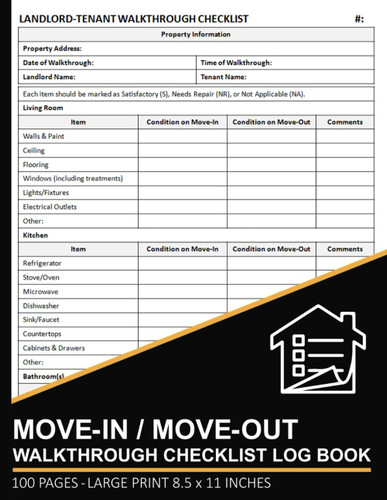 Move-In / Move-Out Walkthrough Checklist Log Book