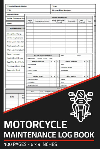 Motorcycle Maintenance Log Book