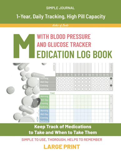 Medication Log Book with Blood Pressure and Glucose Tracker