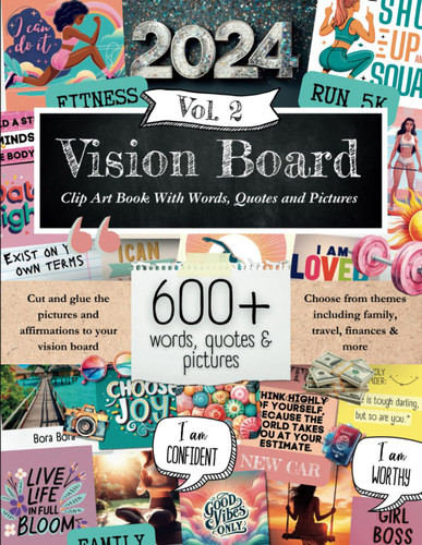 Vision Board Clip Art Book With Words Quotes & Pictures Vol 2
